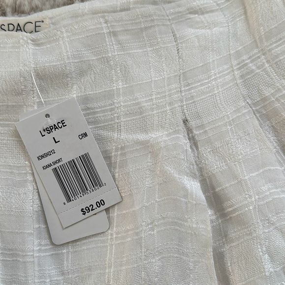 L*Space Ioana Shorts Plaid Textured Mini Cream Size L - Picture 6 of 9